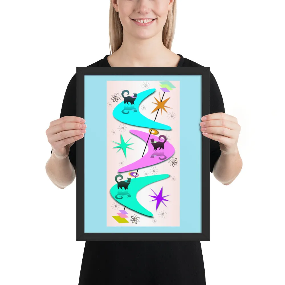 Retro Snobby Cats by John A. Conroy Framed poster