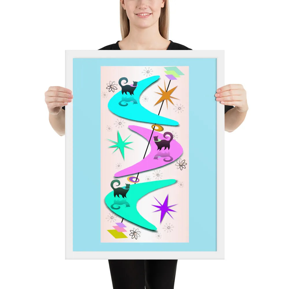 Retro Snobby Cats by John A. Conroy Framed poster