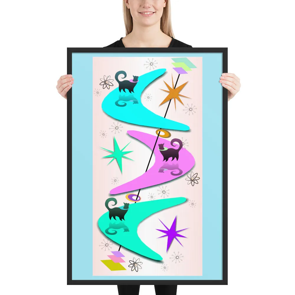 Retro Snobby Cats by John A. Conroy Framed poster