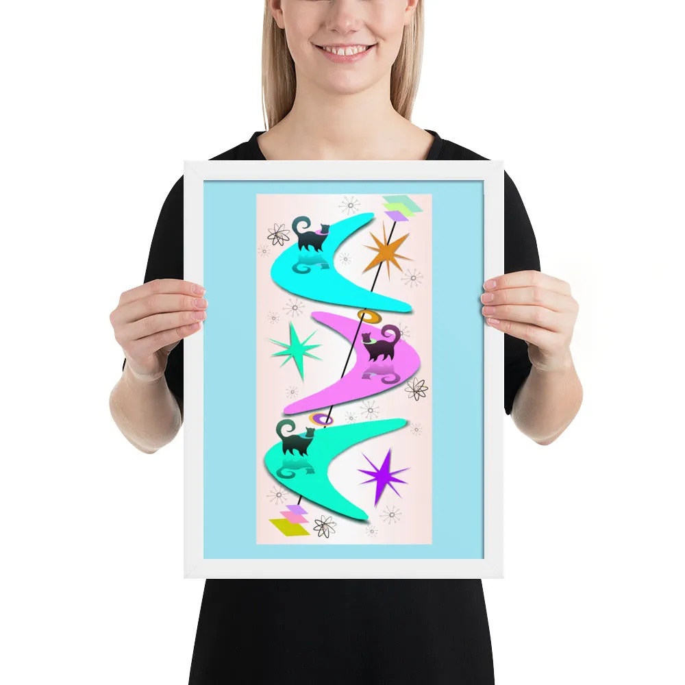 Retro Snobby Cats by John A. Conroy Framed poster