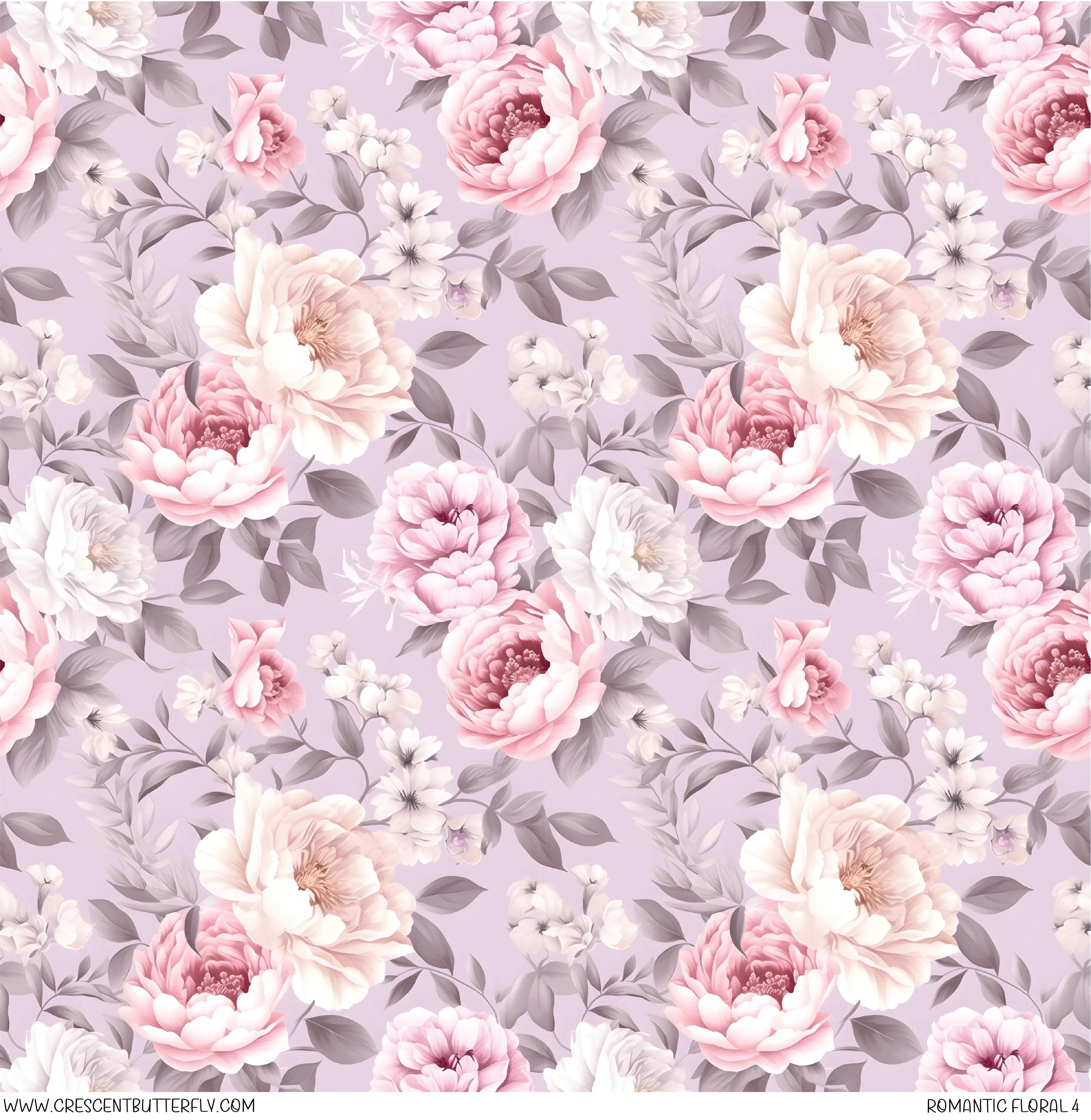 Romantic Floral 4 Small Printed Vinyl Sheet/Wrap