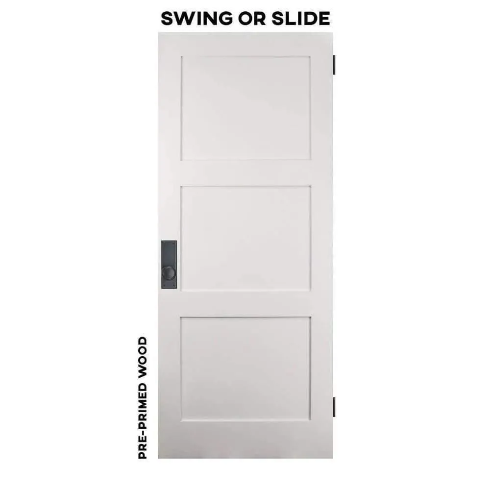Shaker Three Panel Interior Swinging Door