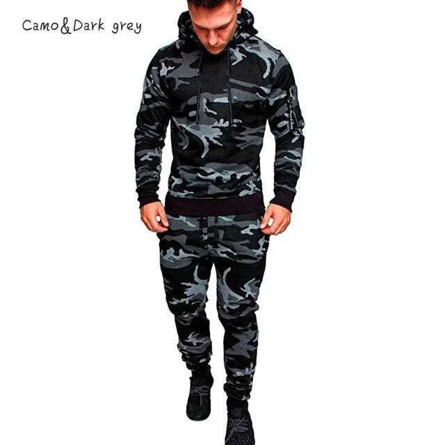 Shawbest-Mens Camouflage Slim Fit Tracksuit