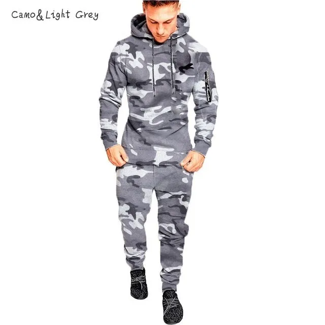 Shawbest-Mens Camouflage Slim Fit Tracksuit