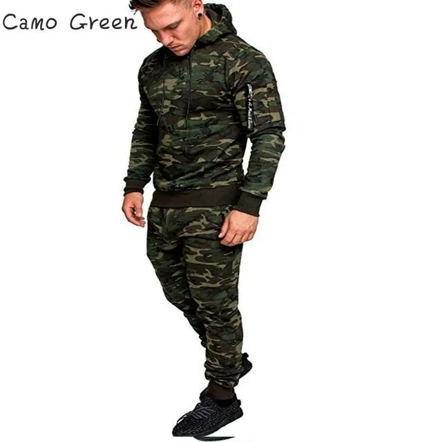 Shawbest-Mens Camouflage Slim Fit Tracksuit