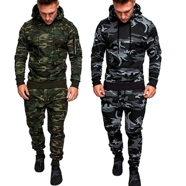 Shawbest-Mens Camouflage Slim Fit Tracksuit