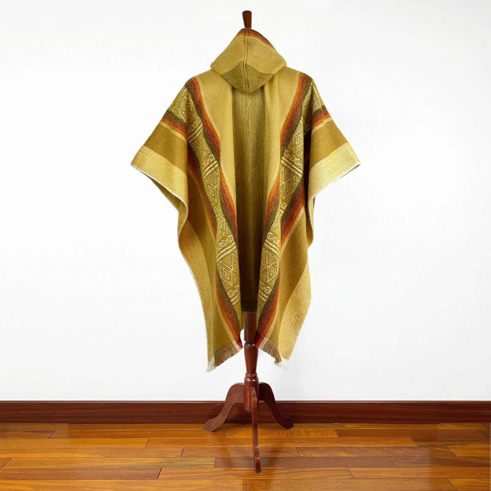 Sigsig - Lightweight Baby Alpaca Wool Hooded Poncho - Amber - unisex