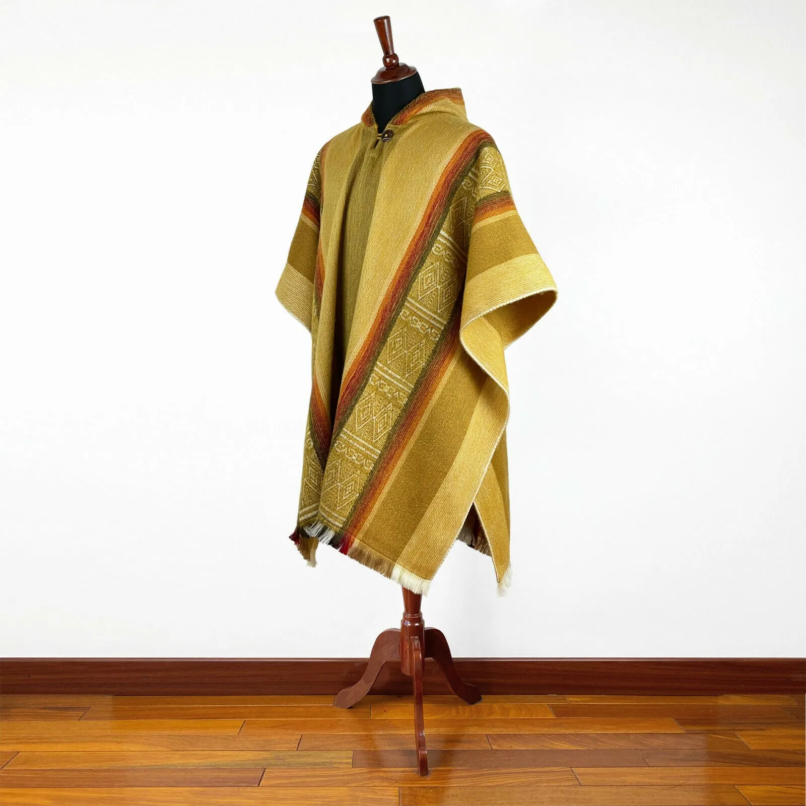 Sigsig - Lightweight Baby Alpaca Wool Hooded Poncho - Amber - unisex