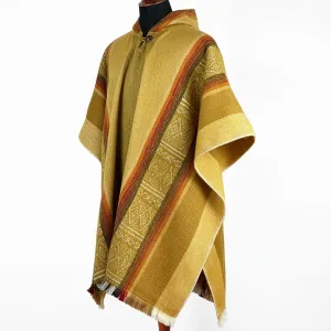 Sigsig - Lightweight Baby Alpaca Wool Hooded Poncho - Amber - unisex