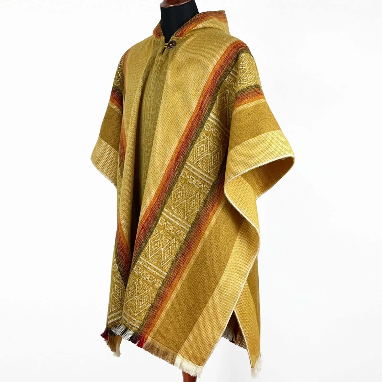 Sigsig - Lightweight Baby Alpaca Wool Hooded Poncho - Amber - unisex