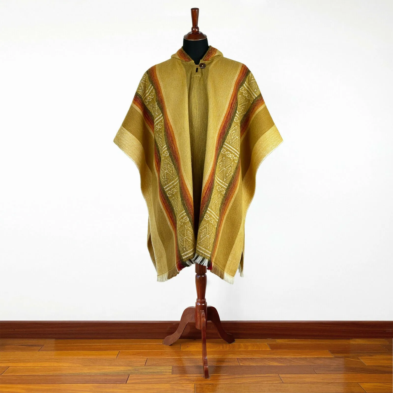 Sigsig - Lightweight Baby Alpaca Wool Hooded Poncho - Amber - unisex