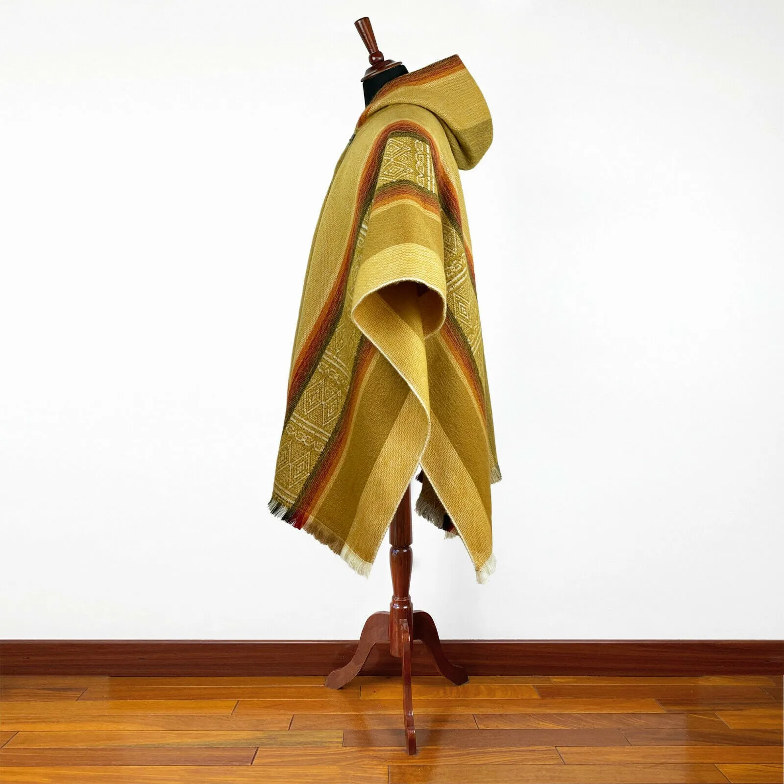Sigsig - Lightweight Baby Alpaca Wool Hooded Poncho - Amber - unisex