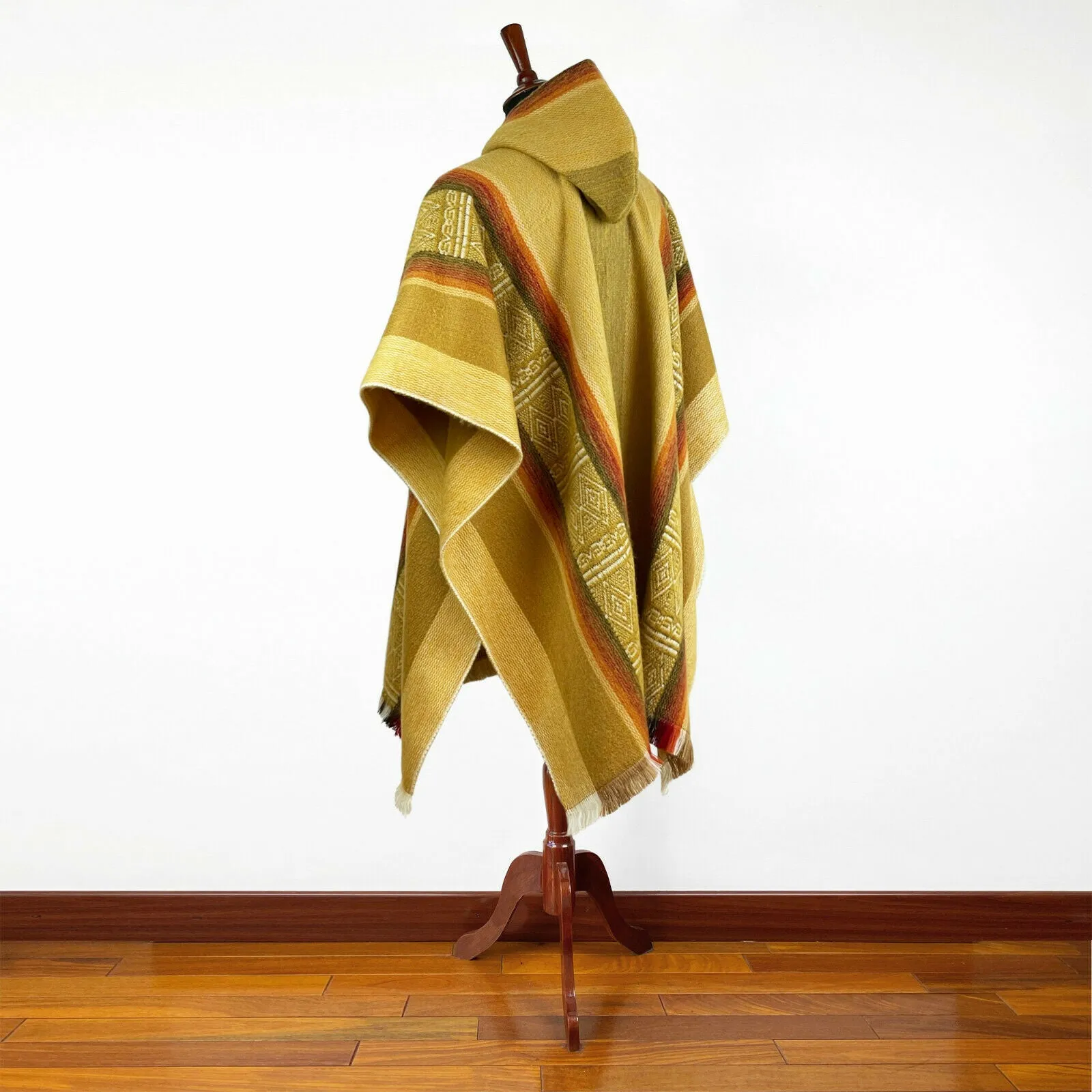 Sigsig - Lightweight Baby Alpaca Wool Hooded Poncho - Amber - unisex