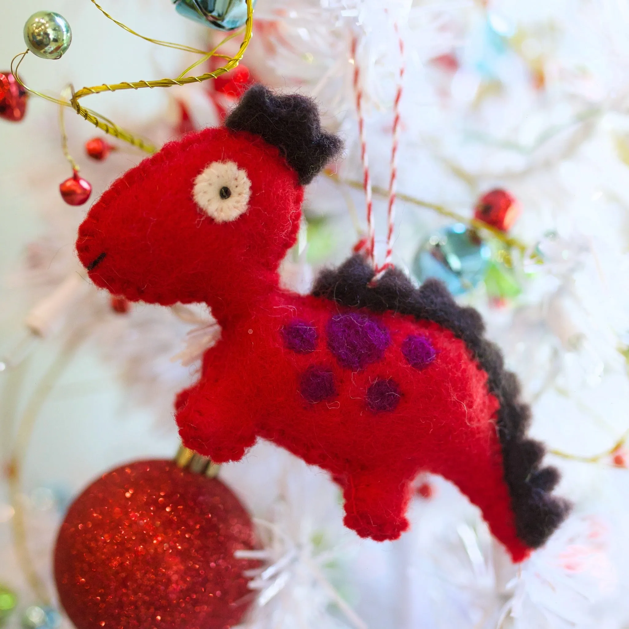 Spinosaurus Dinosaur Ornament, Felt Wool