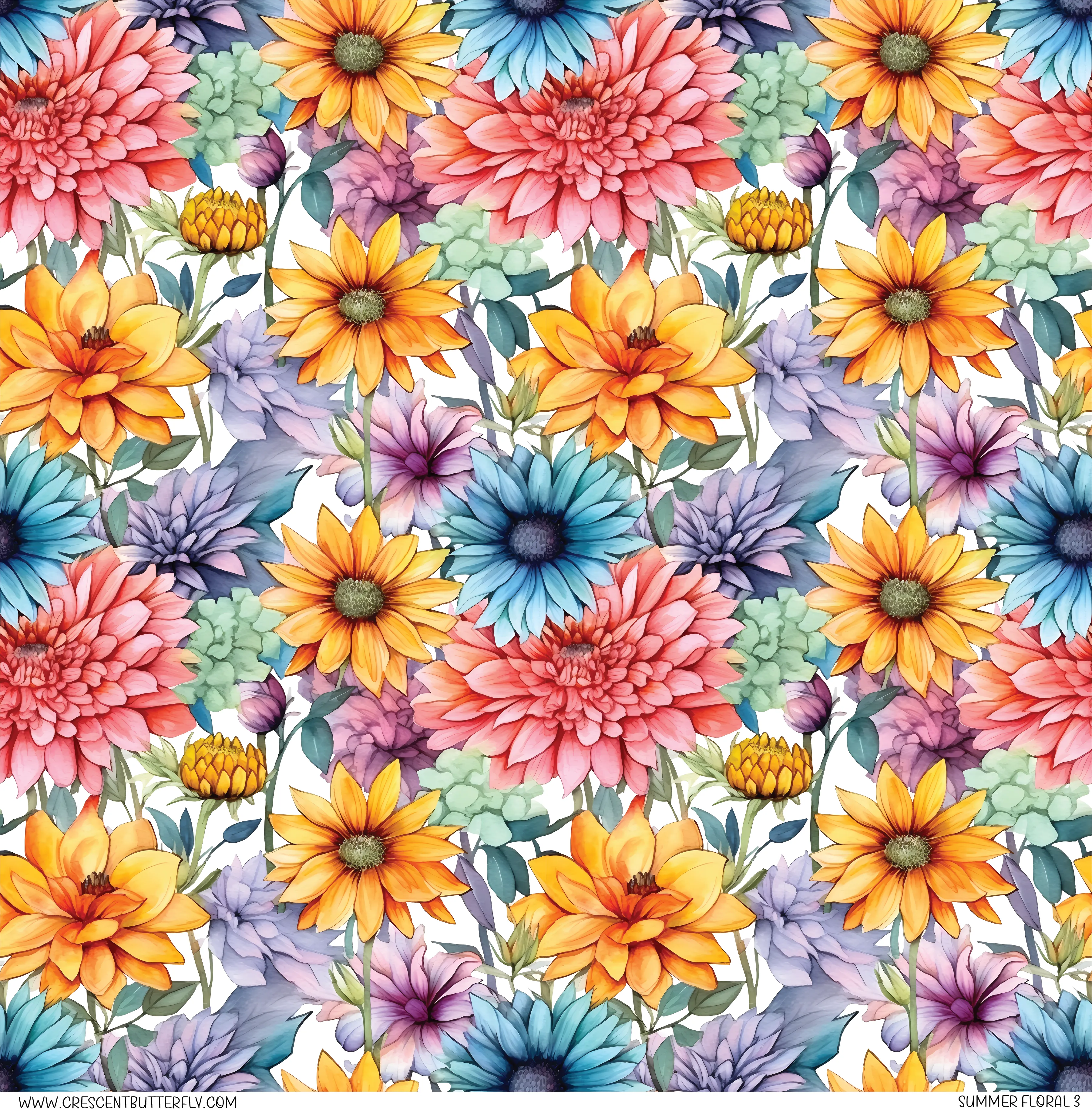 Summer Floral 3 Printed Vinyl Sheet/Wrap