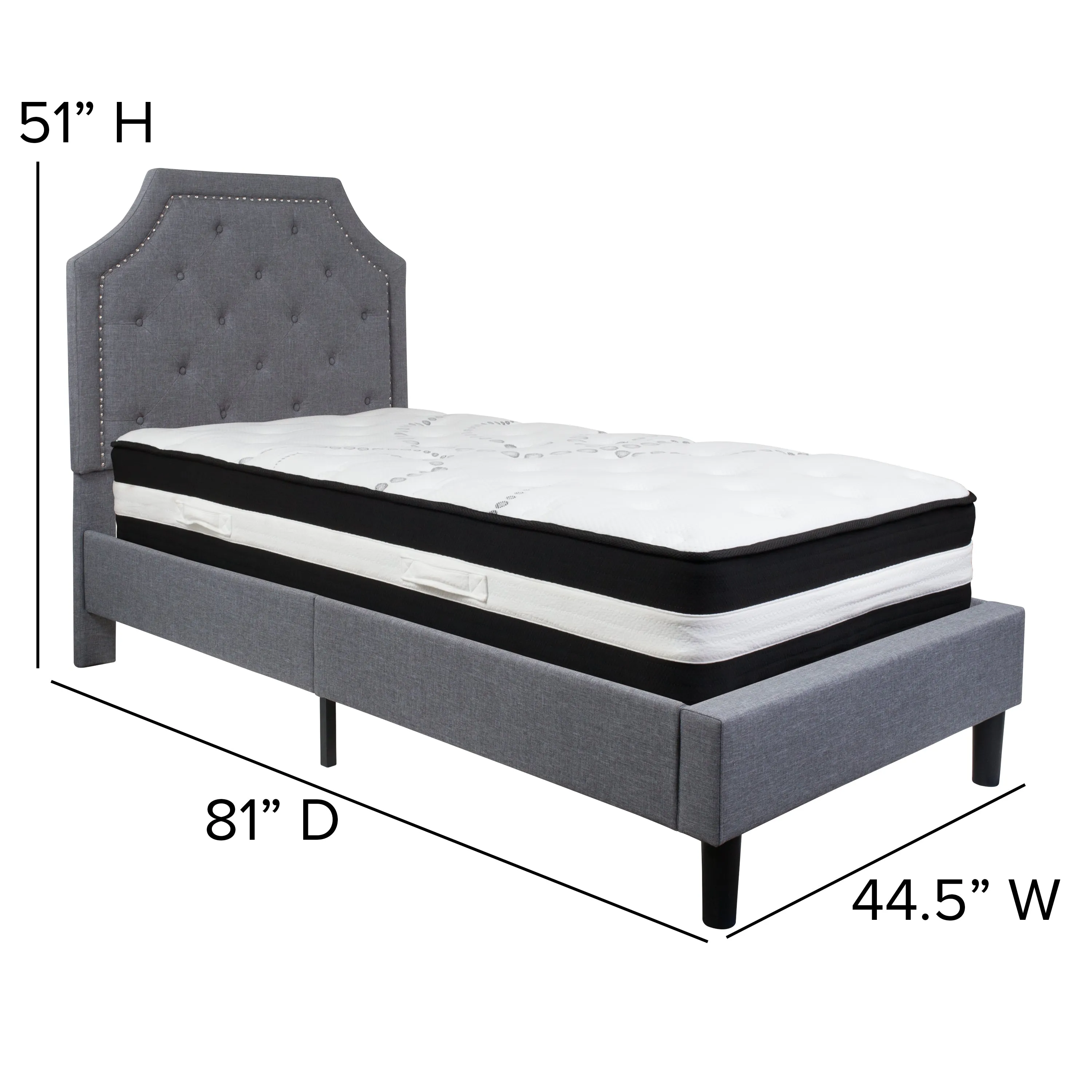 Twin Platform Bed Set-Gray SL-BM-9-GG